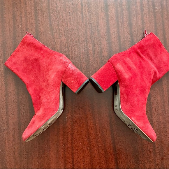 NWOT Free People Cecile Red Suede Booties - Picture 2 of 10